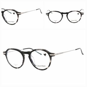 Calvin Klein Grey Havana and Silver Round eyeglasses frame for Man